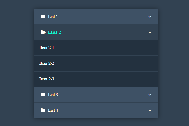 How to implement vertical accordion menu with CSS3 dark background